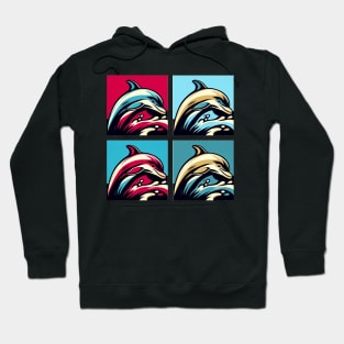 Dive into Delight: Pop Art Dolphin Print - Add Colorful Ocean Magic to Your Space! Hoodie